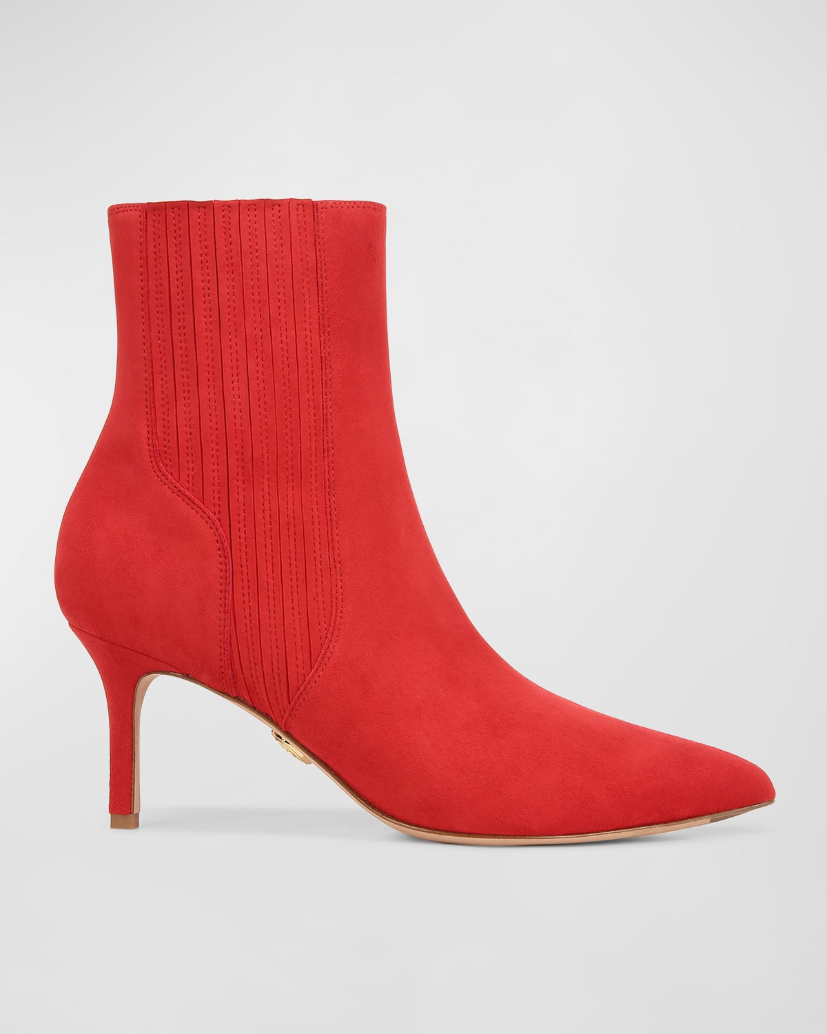 Veronica Beard Lisa 70mm Pointed Toe Bootie In Fire Red Suede