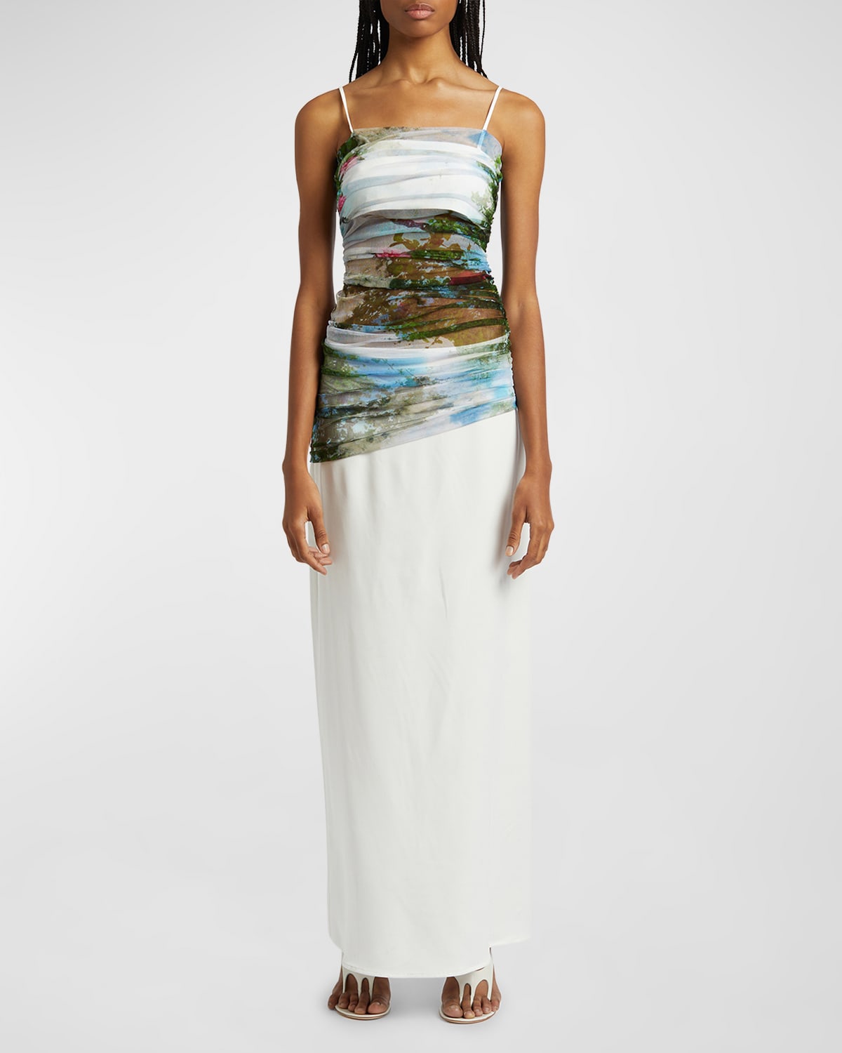 Lucid Sheer-Panel Sleeveless Maxi Dress