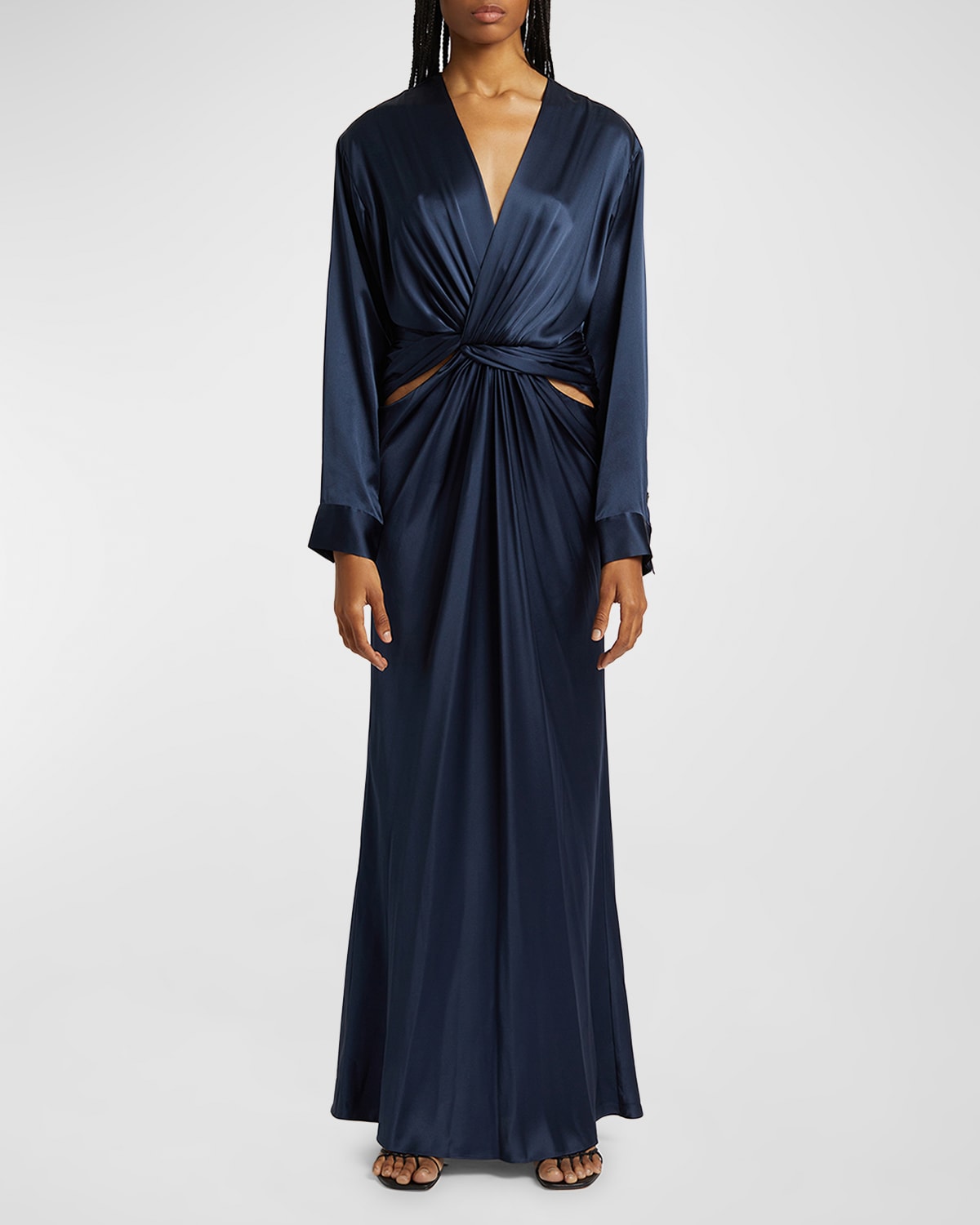 Shop Christopher Esber Triquetra Twist Silk Maxi Dress In Ink