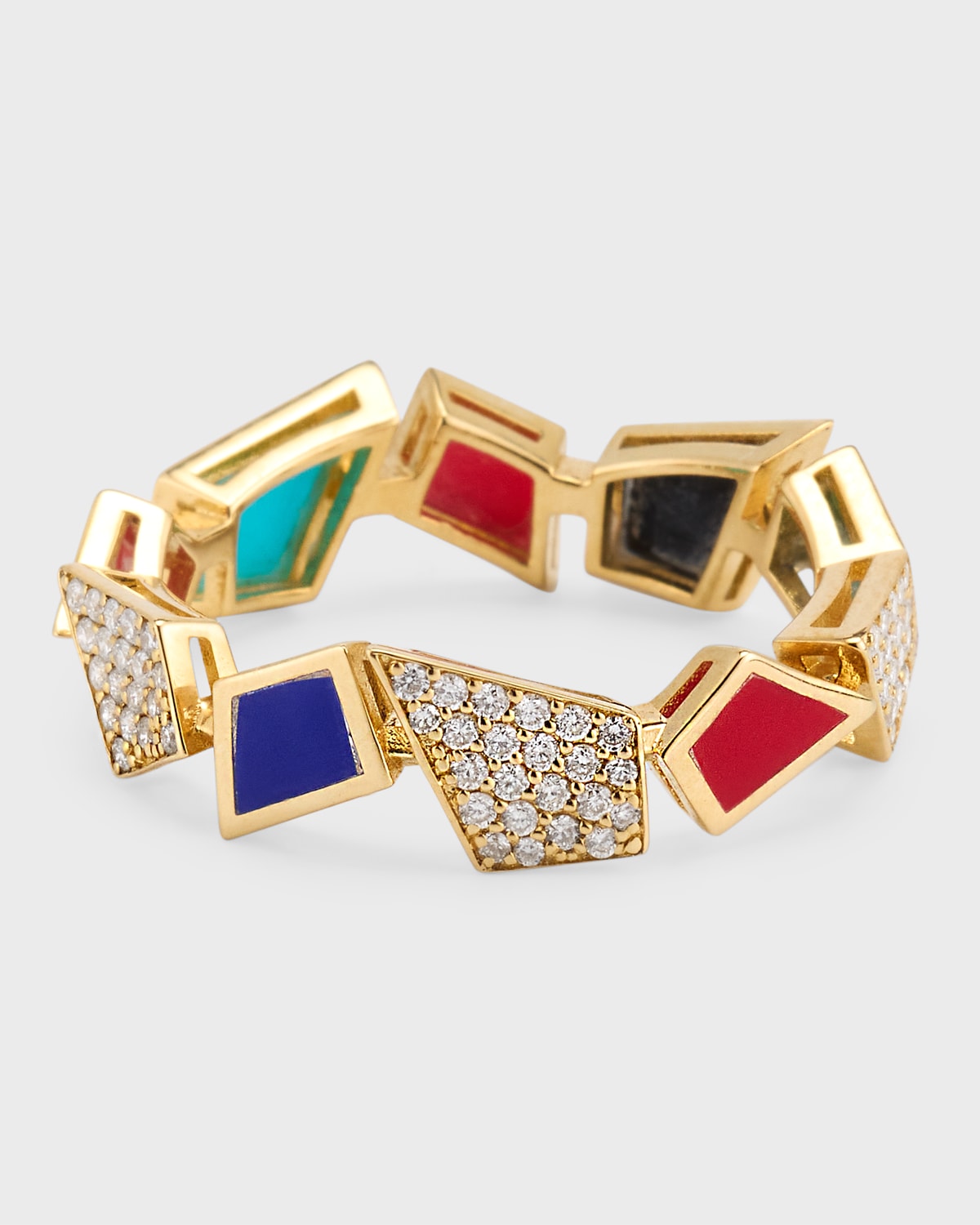 L'atelier Nawbar 18k Yellow Gold Fragments Diamond And Coral Ring In Multi
