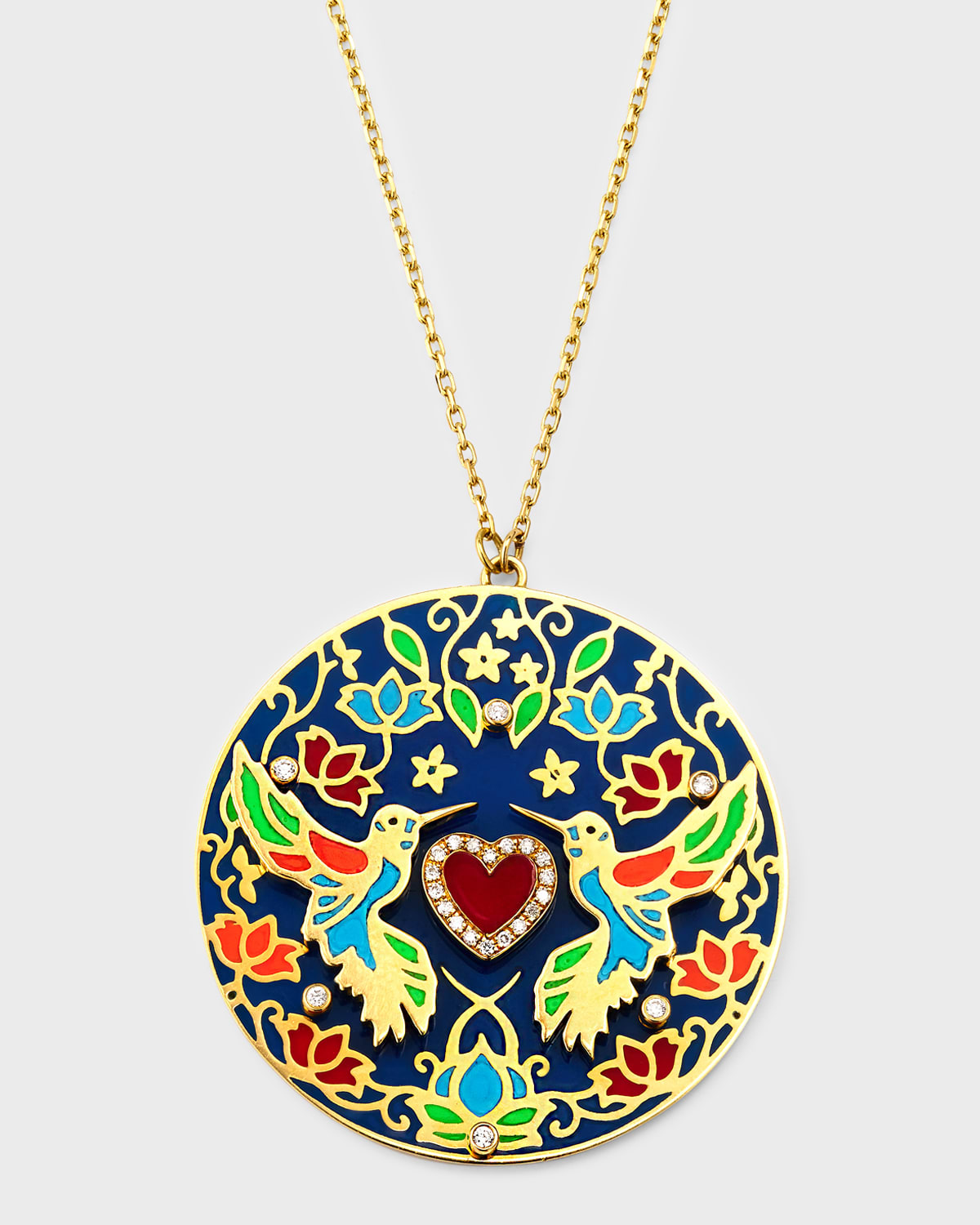 L'atelier Nawbar 18k Yellow Gold Diamond Love Bird Big Pendant Necklace