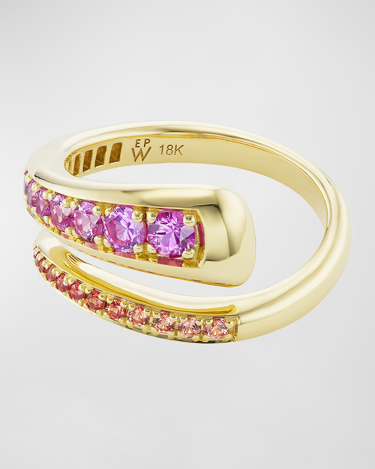 Wrap Ring in 18K Yellow Gold and Pink Sapphires