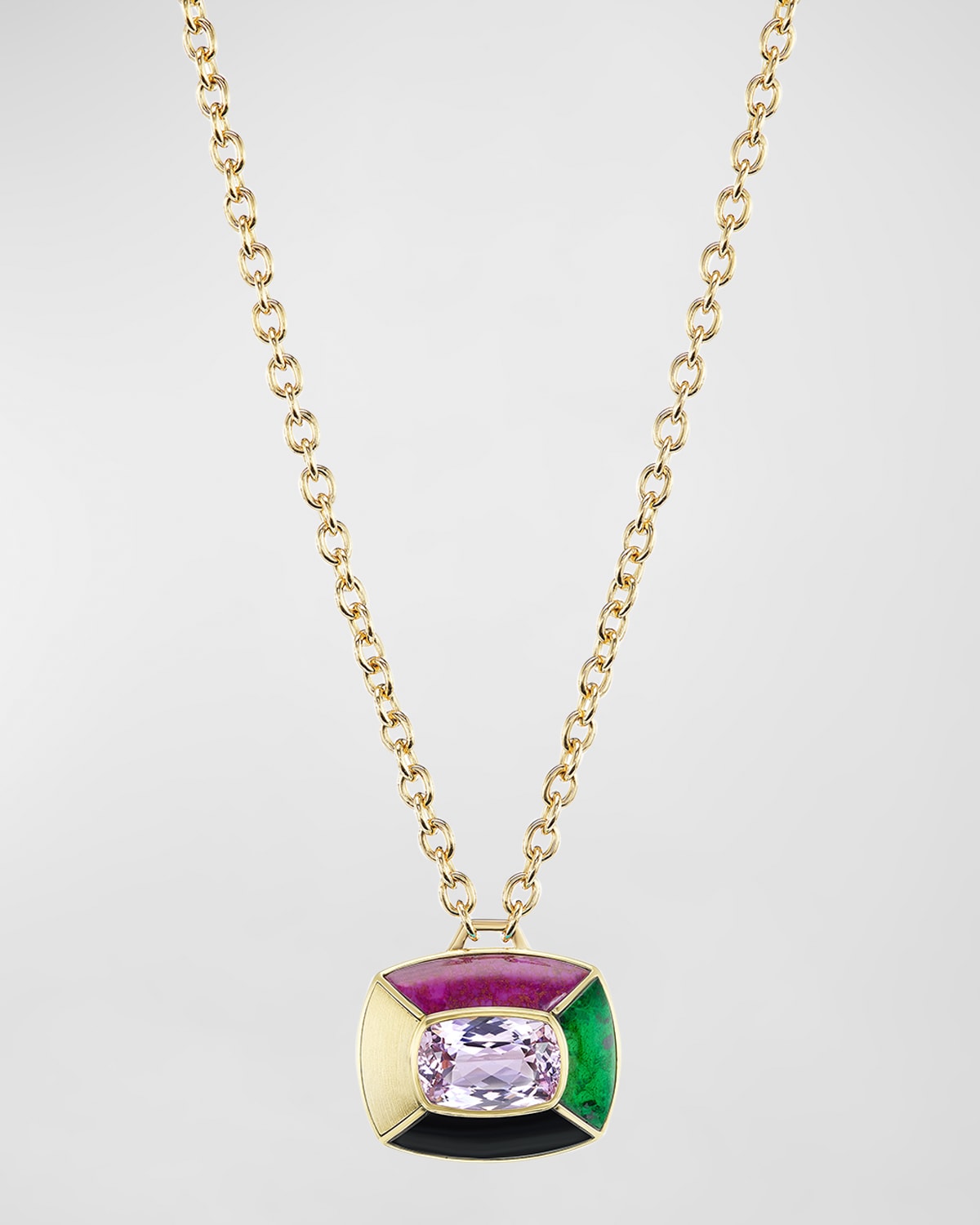 Mini Patchwork Necklace in 18K Yellow Gold and Kuzite