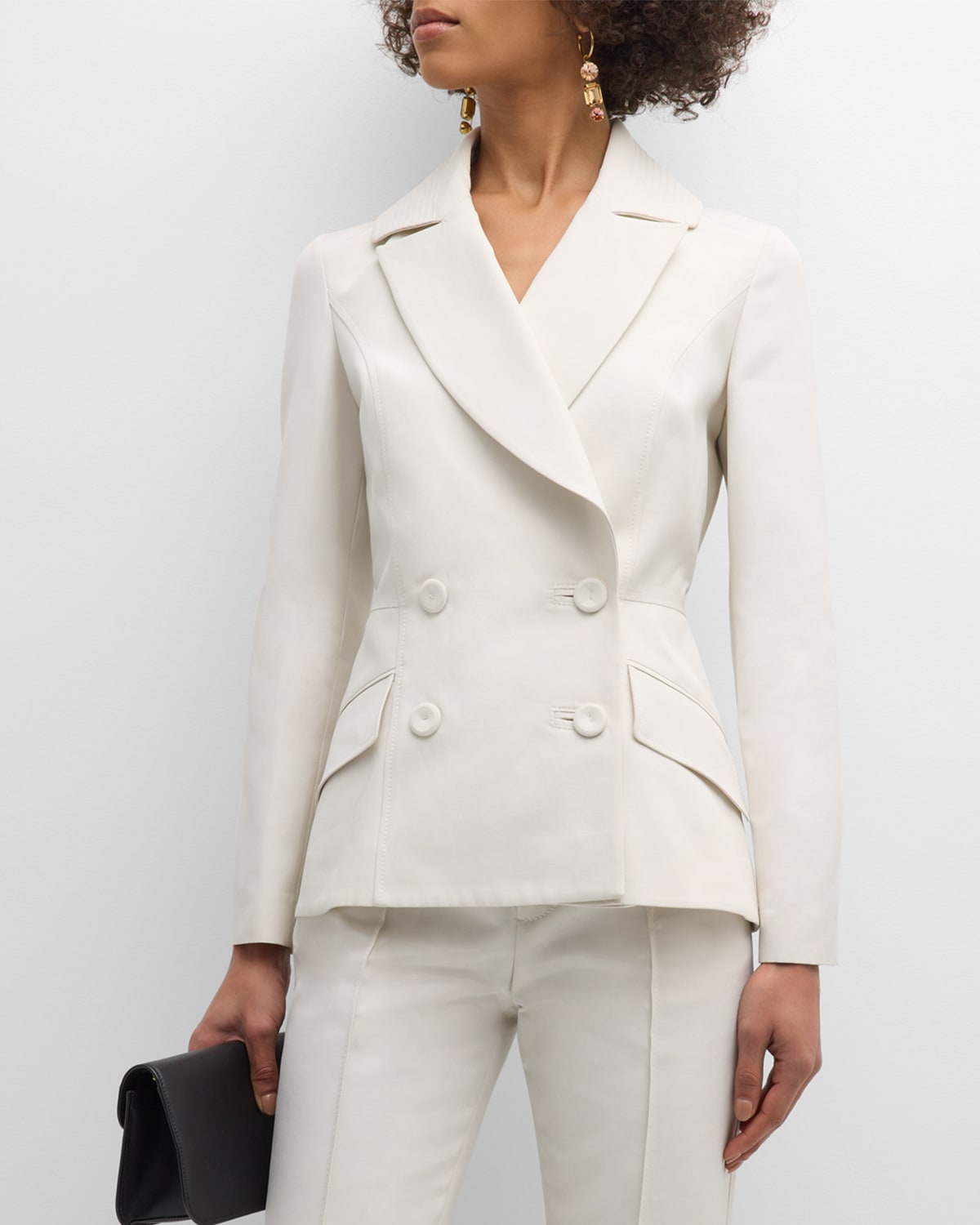 Dice Kayek Slim Double-breasted Blazer Jacket In Off White