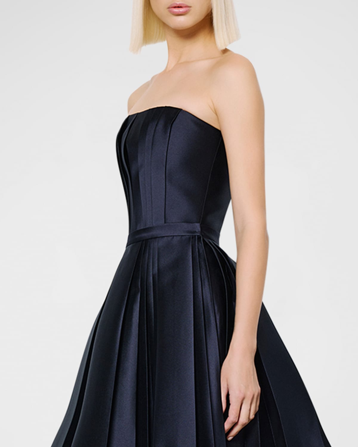 Dice Kayek Pleated Strapless Bustier Top In Navy