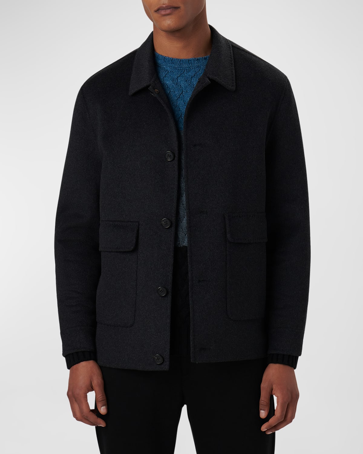 Shop Bugatchi Men's Full-button Wool Jacket In Anthracite