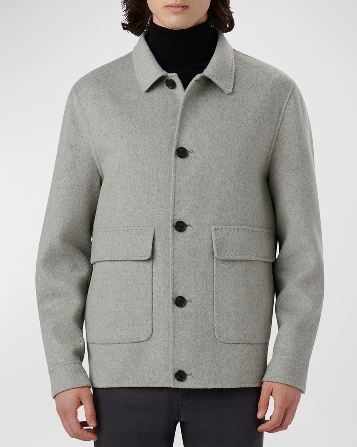 Shop Bugatchi Men's Full-button Wool Jacket In Platinum