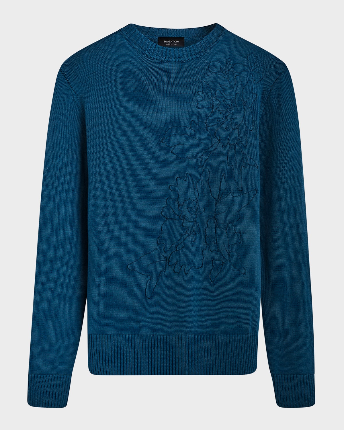 Shop Bugatchi Men's Embroidered Wool Sweater In Cobalt