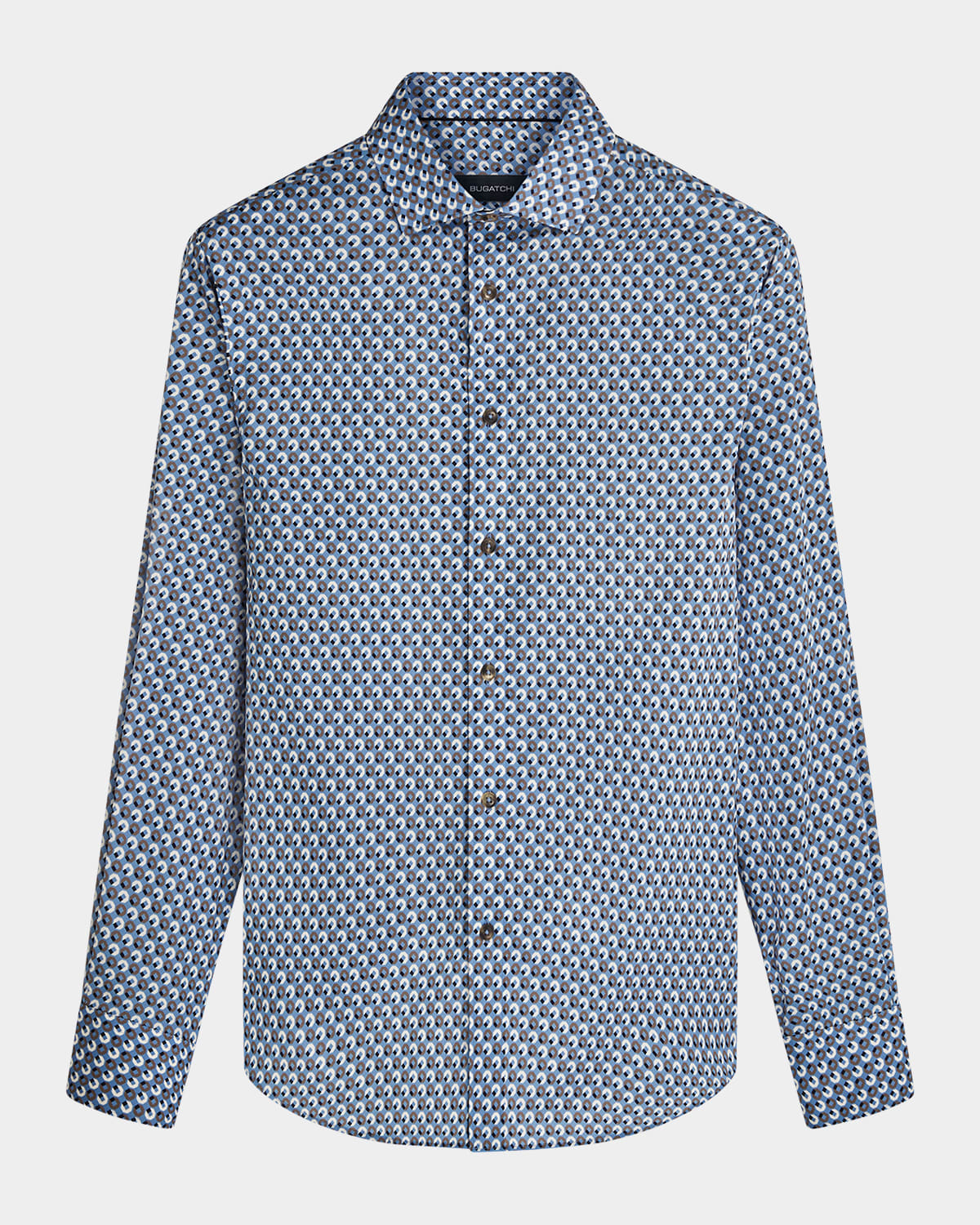 Bugatchi Axel Geometric Print Stretch Button-up Shirt In Air Blue
