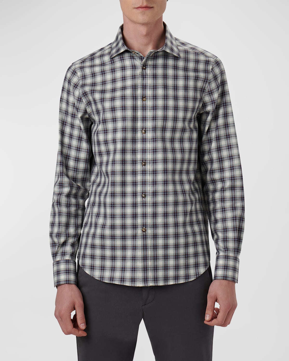 Men's Plaid Shaped Sport Shirt