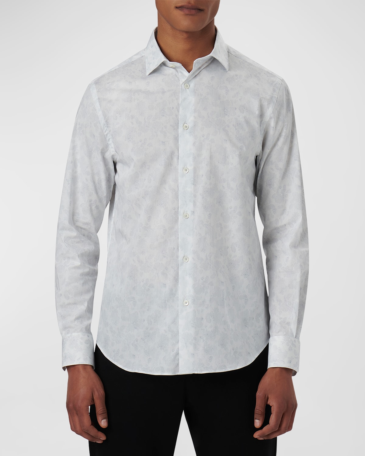 Shop Bugatchi Men's Shaped Tonal-print Sport Shirt In White