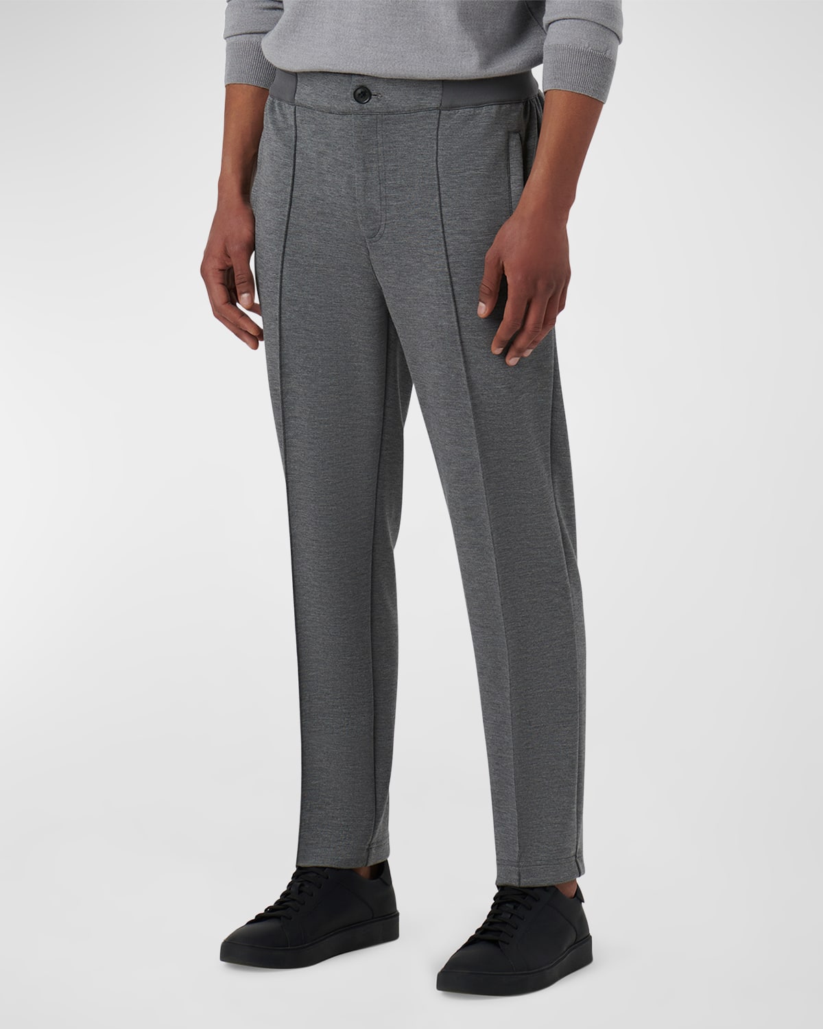 Shop Bugatchi Men's Pintuck Knit Jogger Pants In Anthracite