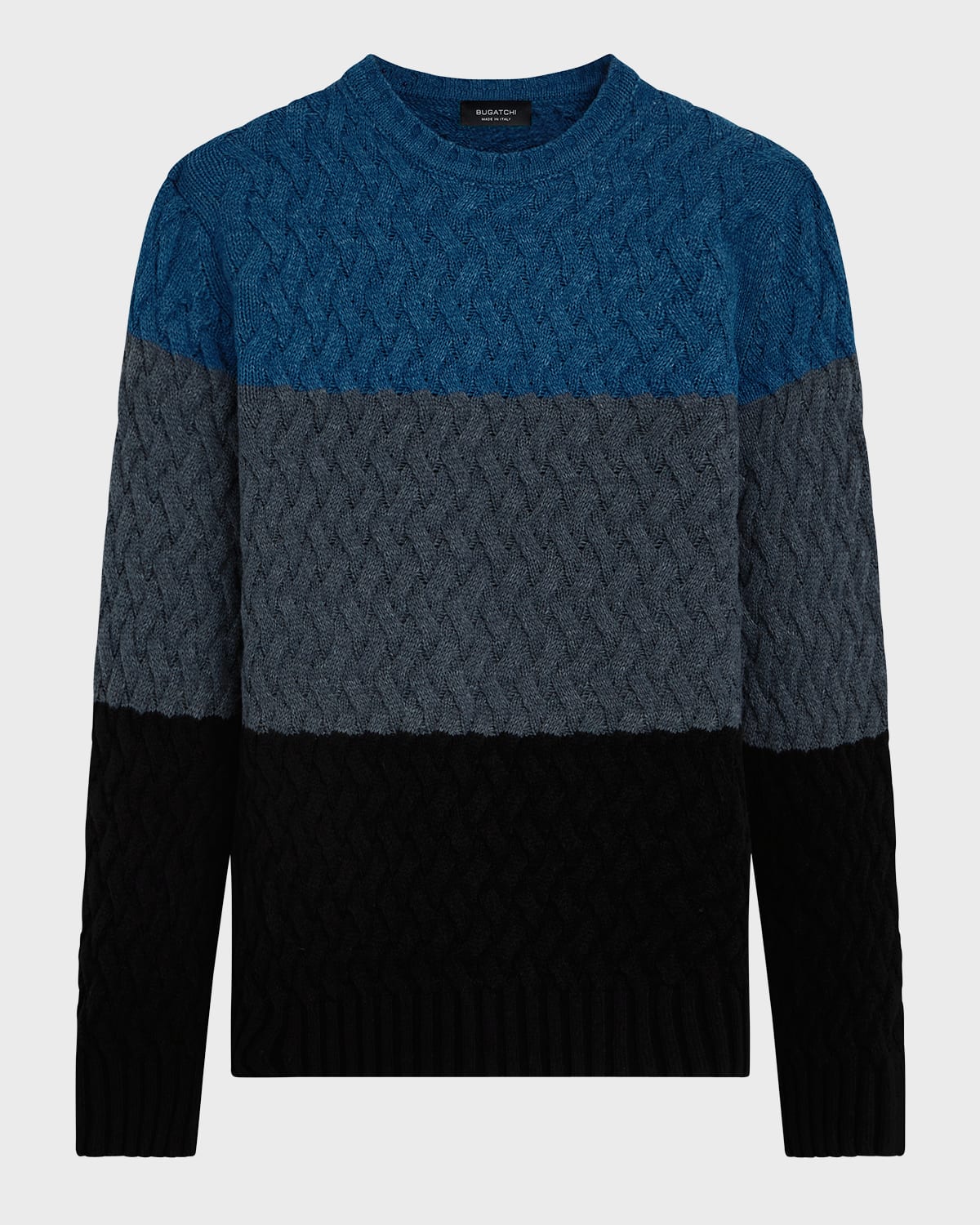 Bugatchi Color Block Merino Wool Blend Crewneck Sweater In Navy