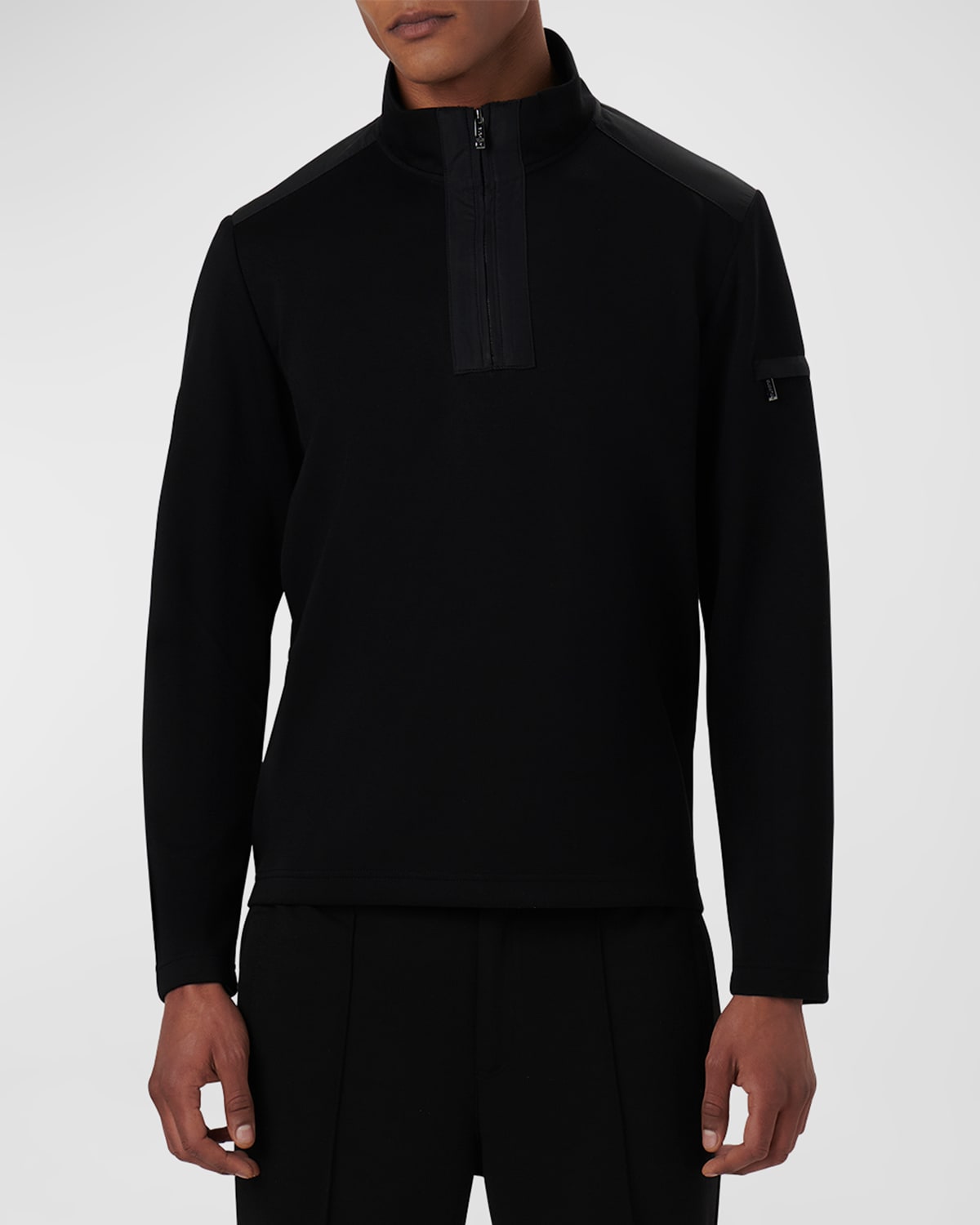 Bugatchi Men's Quarter-zip Long-sleeve Sweater In Caviar