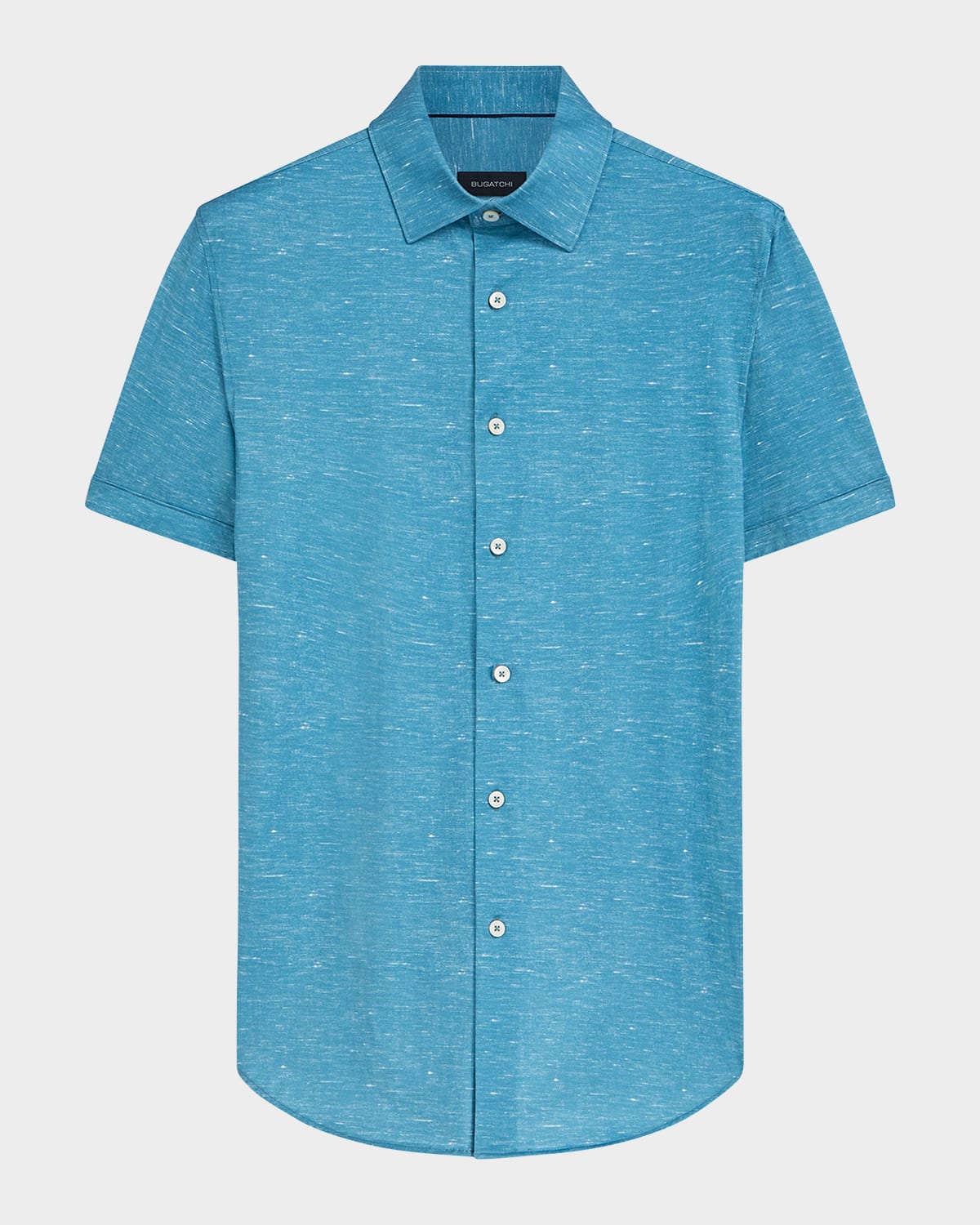 Shop Bugatchi Men's Ooohcotton Tech Heathered Sport Shirt In Peacock