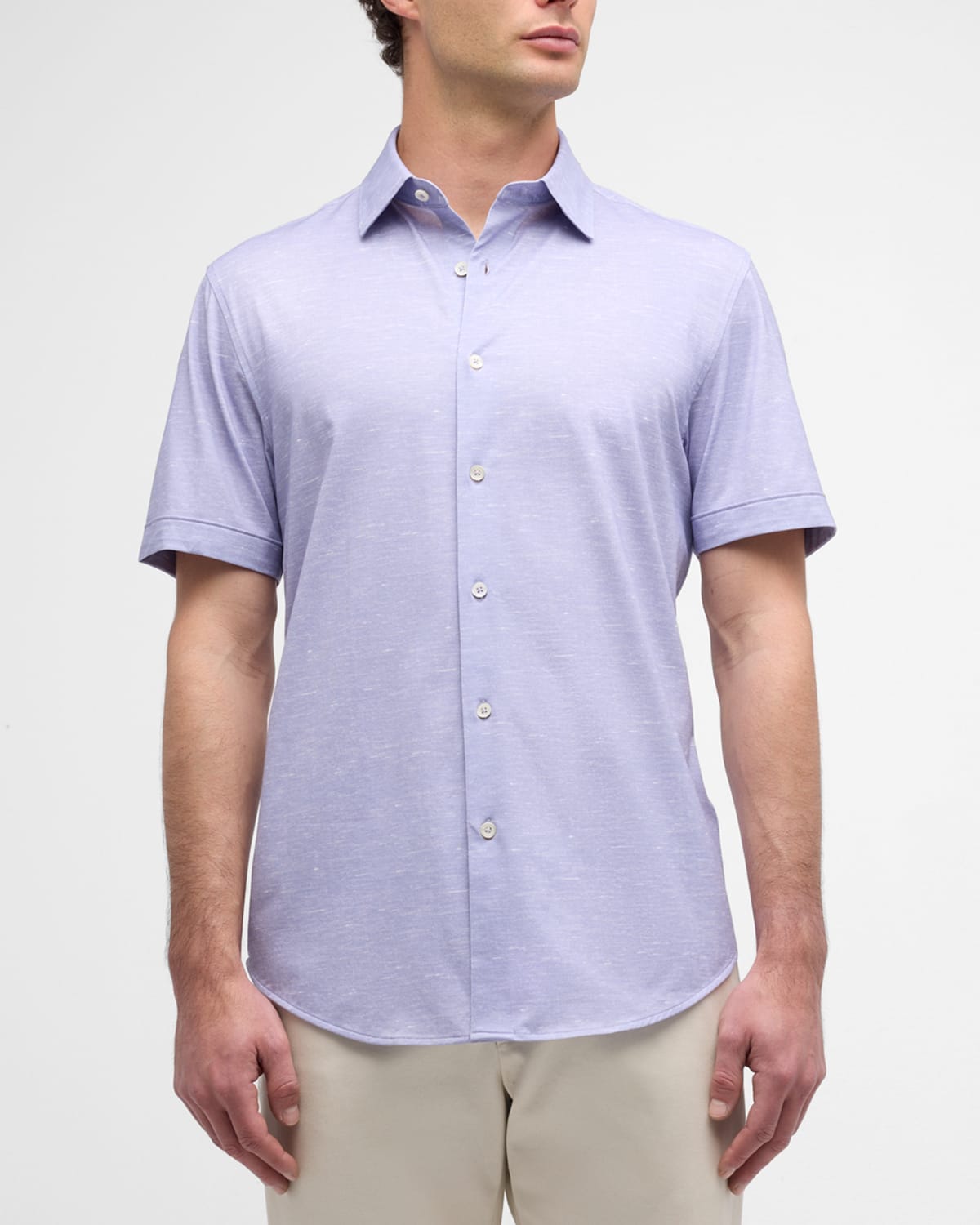 Shop Bugatchi Men's Ooohcotton Tech Heathered Sport Shirt In Lavender