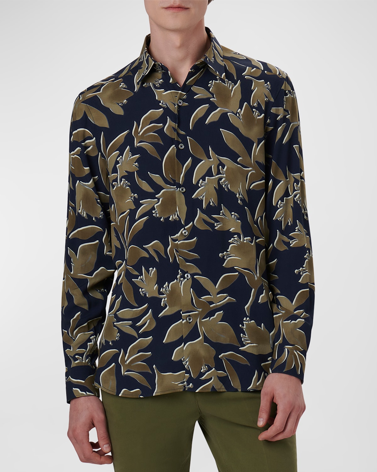 Shop Bugatchi Men's Ecovero Floral Sport Shirt In Chestnut