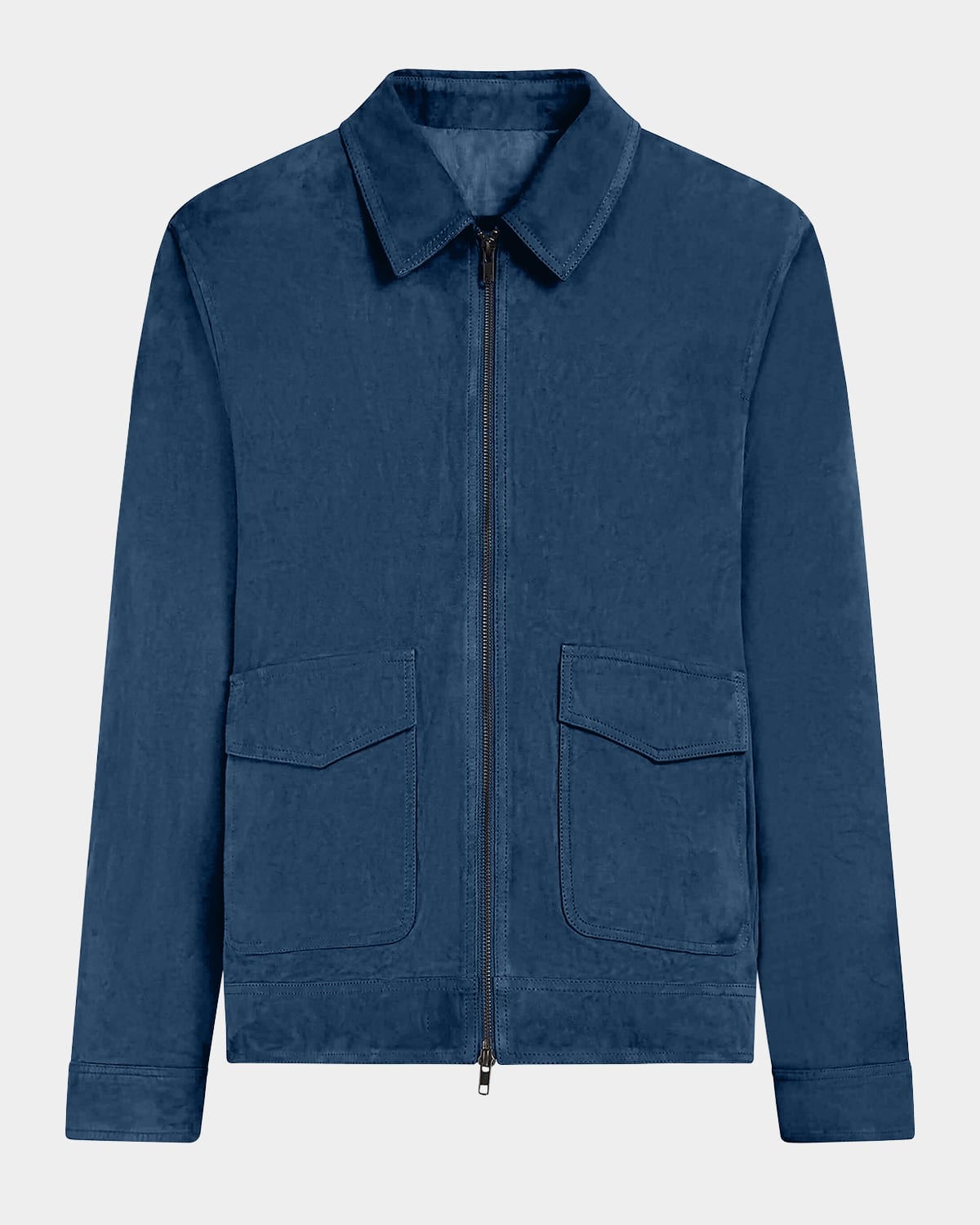 Bugatchi Suede Zip Bomber Jacket In Cobalt
