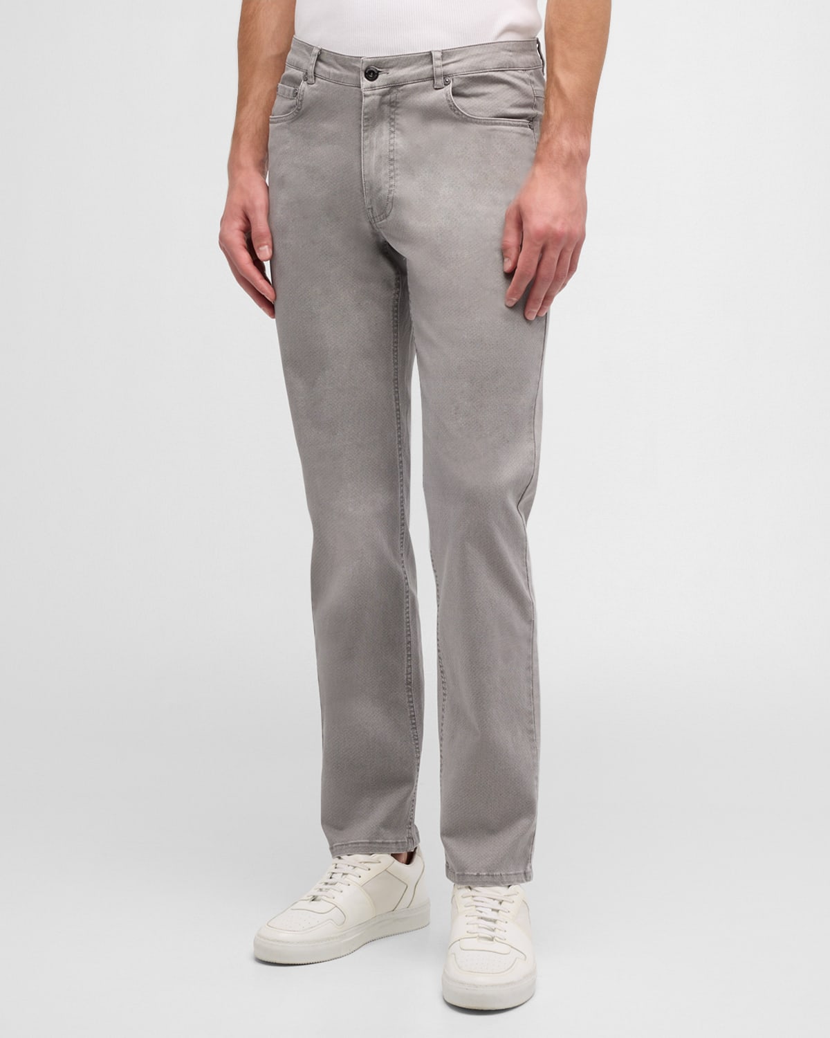 Shop Bugatchi Men's 5-pocket Herringbone Pants In Cement