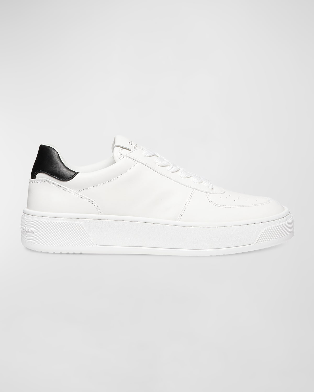 Shop Stuart Weitzman Leather Courtside Low-top Sneakers In White/black