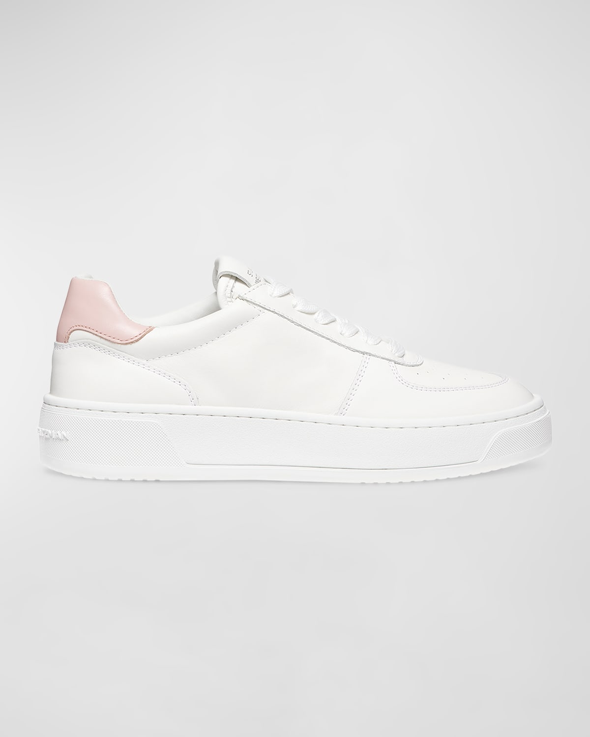 Shop Stuart Weitzman Leather Courtside Low-top Sneakers In White/pink