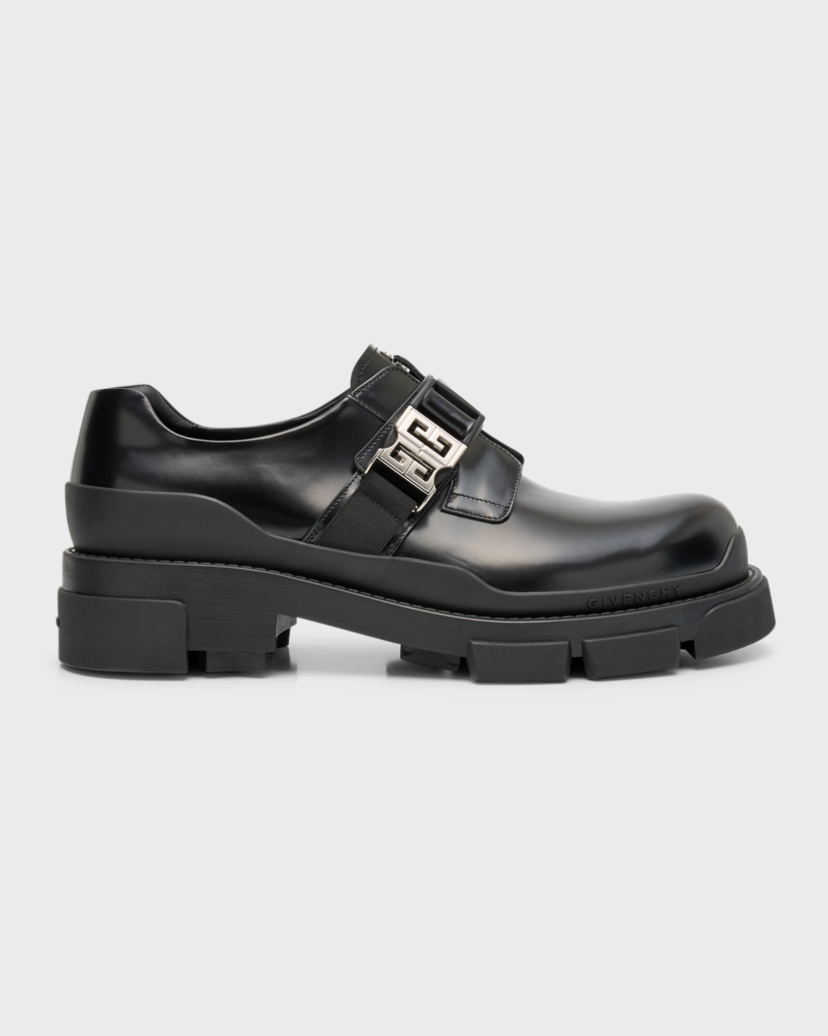 Givenchy Squared Derbies In Leather With 4g Buckle In Black