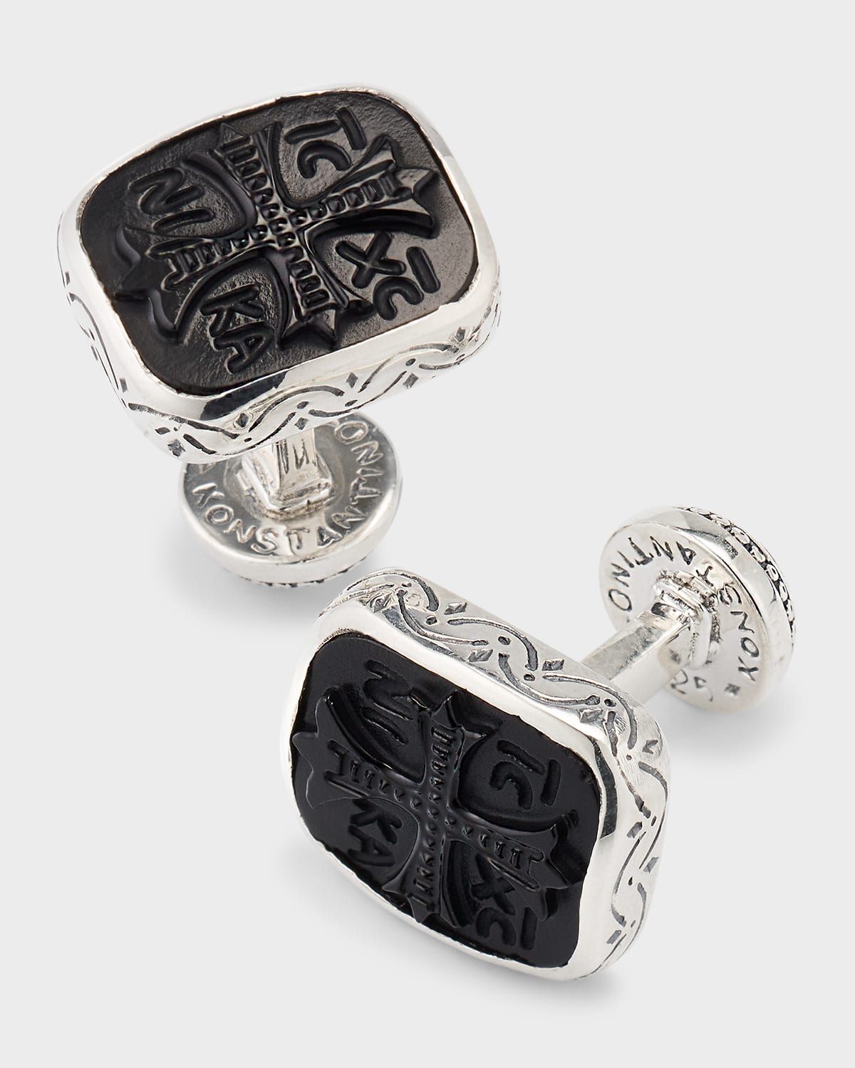 Men's Carved Black Onyx Cufflinks