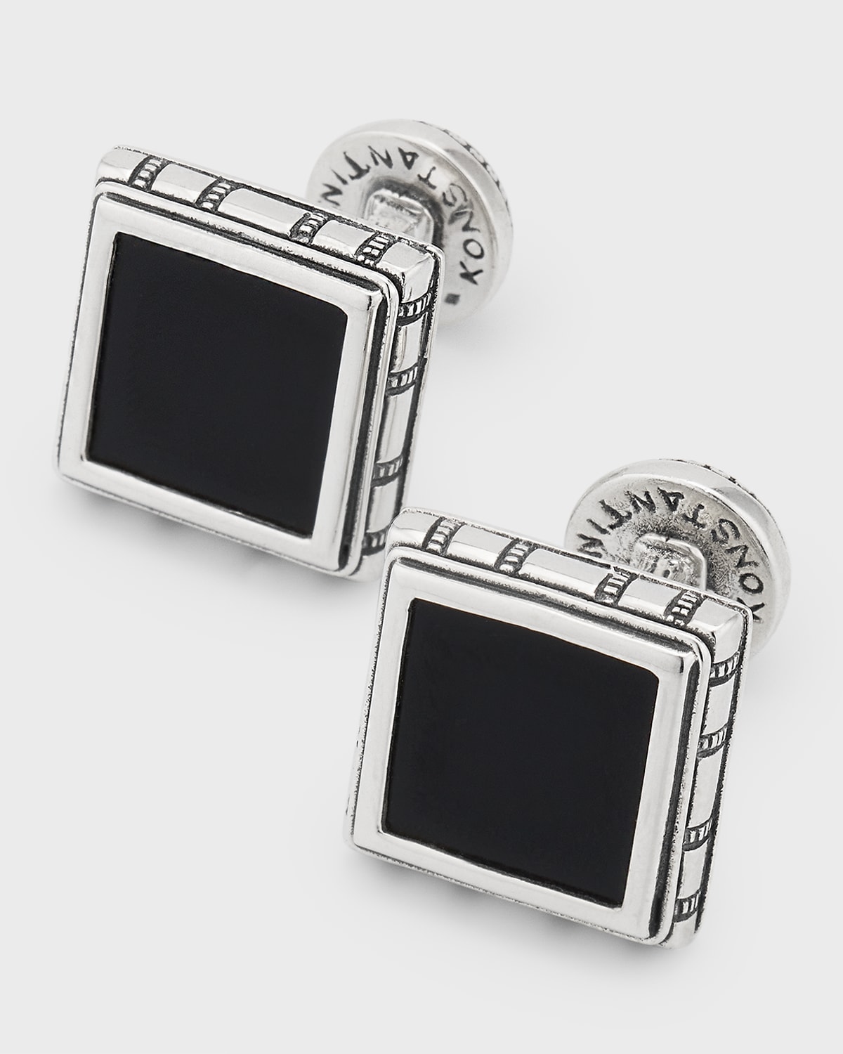 Men's Sterling Silver and Black Onyx Square Cufflinks