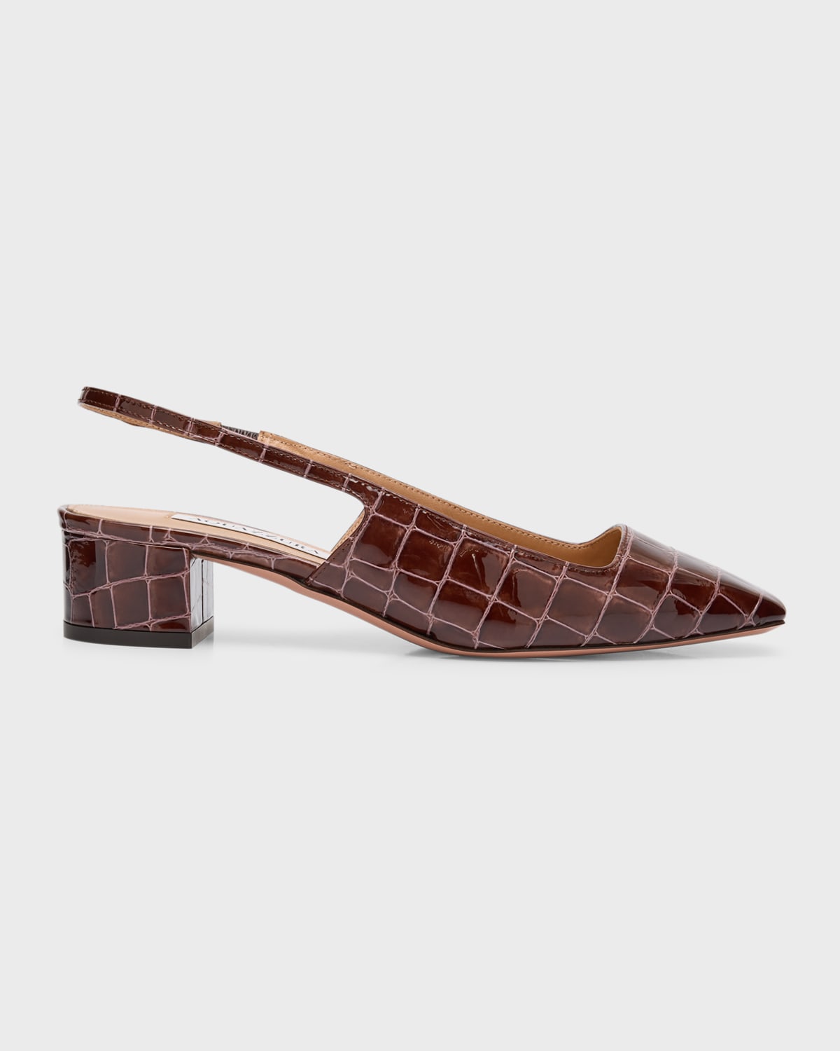 Shop Aquazzura Ginza Croco Slingback Ballerina Pumps In Espresso