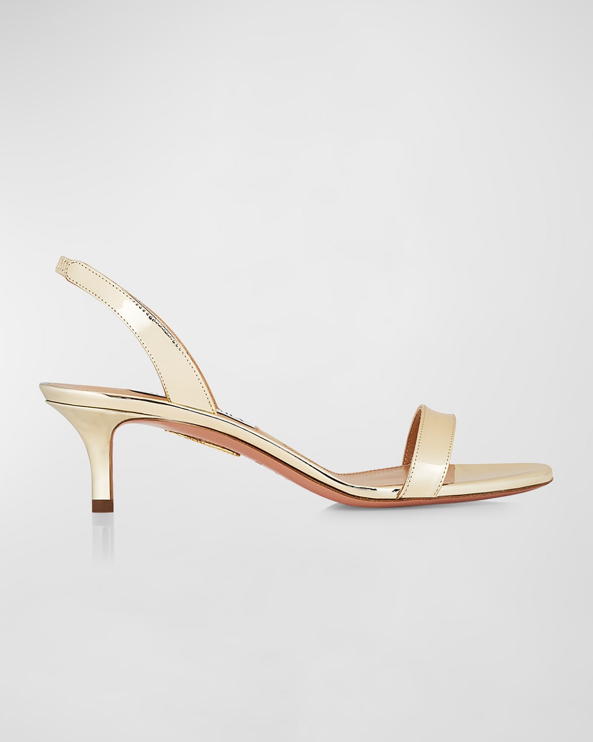 Aquazzura So Nude 50 Mirrored Faux Leather Sandals In Soft Gold