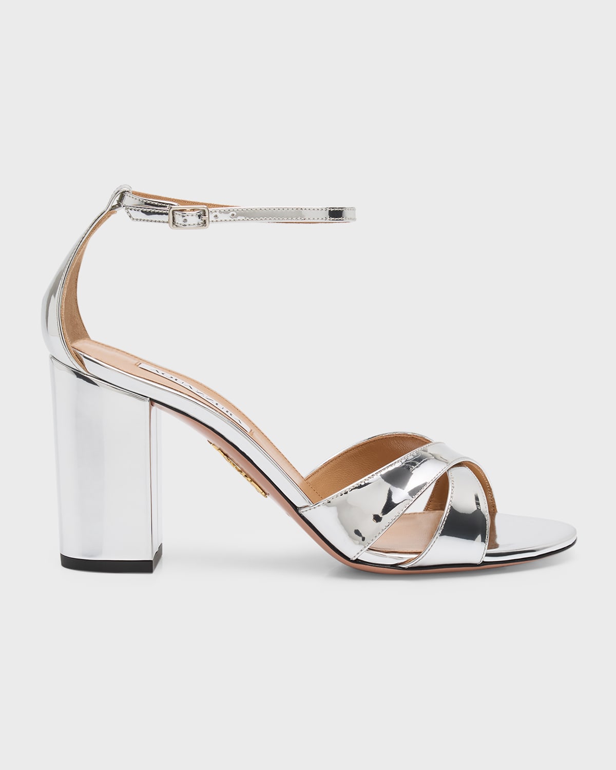 Shop Aquazzura Divine Metallic Crisscross Ankle-strap Sandals In Silver