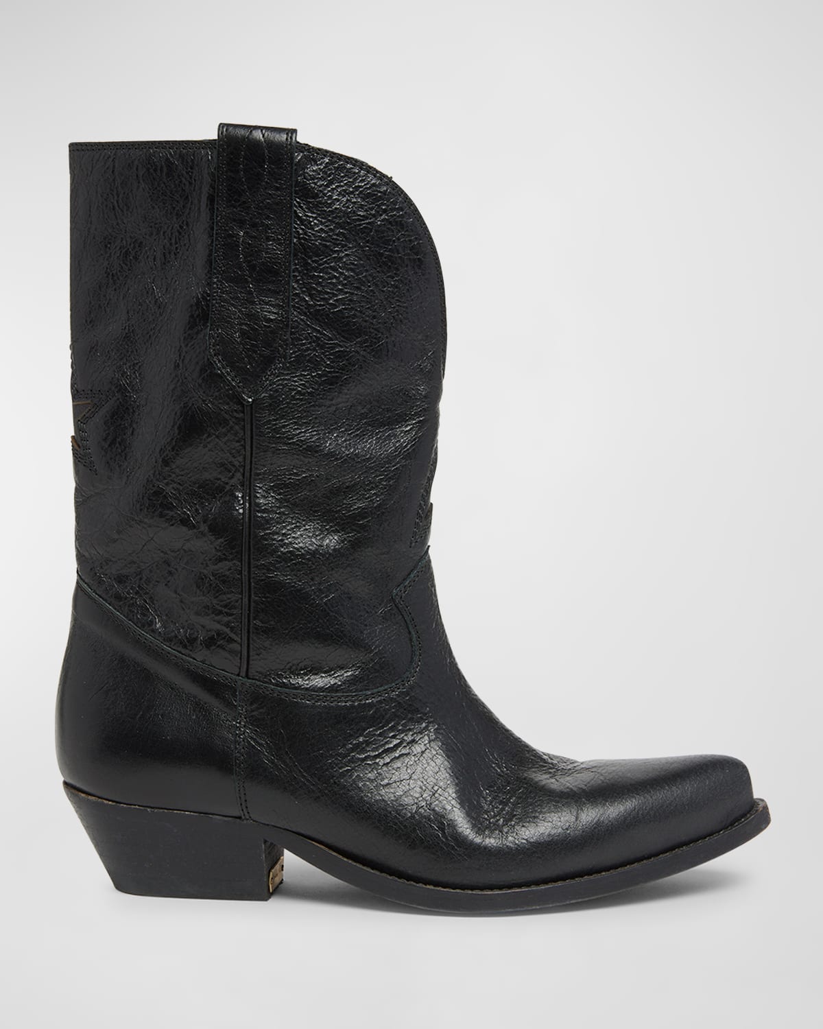 Shop Golden Goose Wish Star Leather Cowboy Boots In Black
