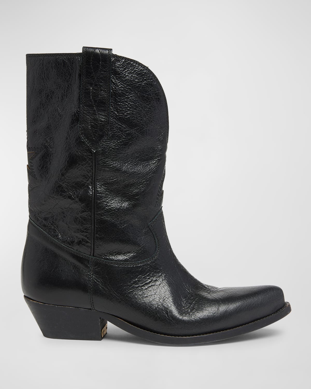 Golden Goose 45mm Wish Star Shiny Leather Ankle Boots In Black