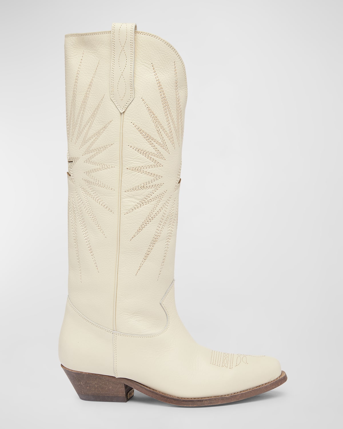 Golden Goose Wish Star Knee Leather Cowboy Boots In Buttercream