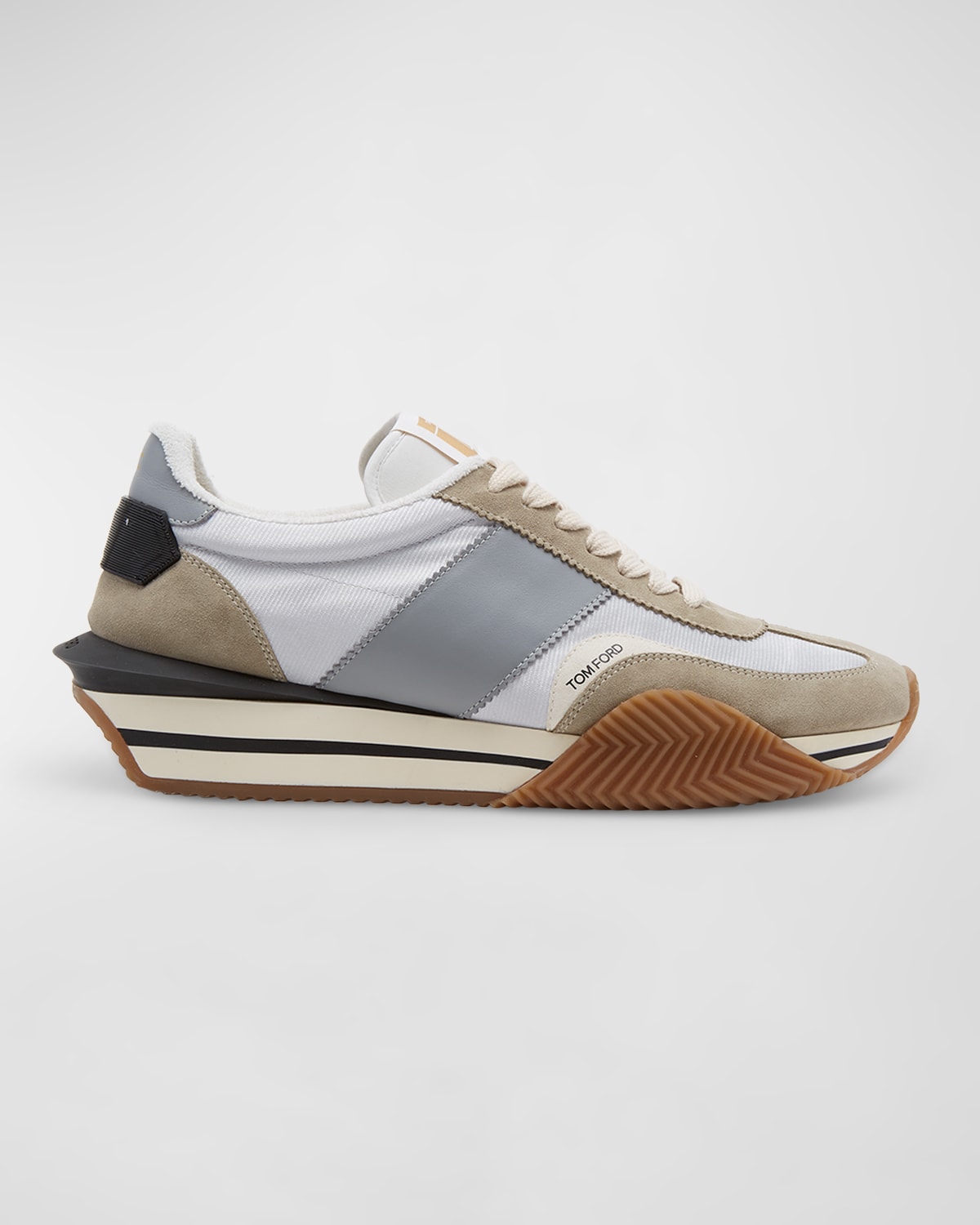 TOM FORD MEN'S JAMES TEXTILE AND LEATHER LOW-TOP SNEAKERS