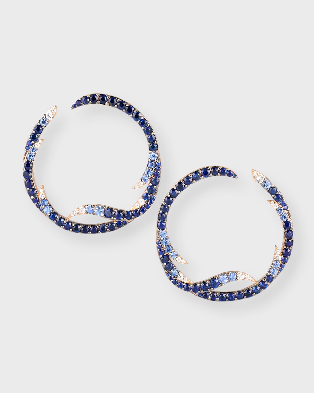18K Rose Gold, Blue Sapphire and Diamond Earrings