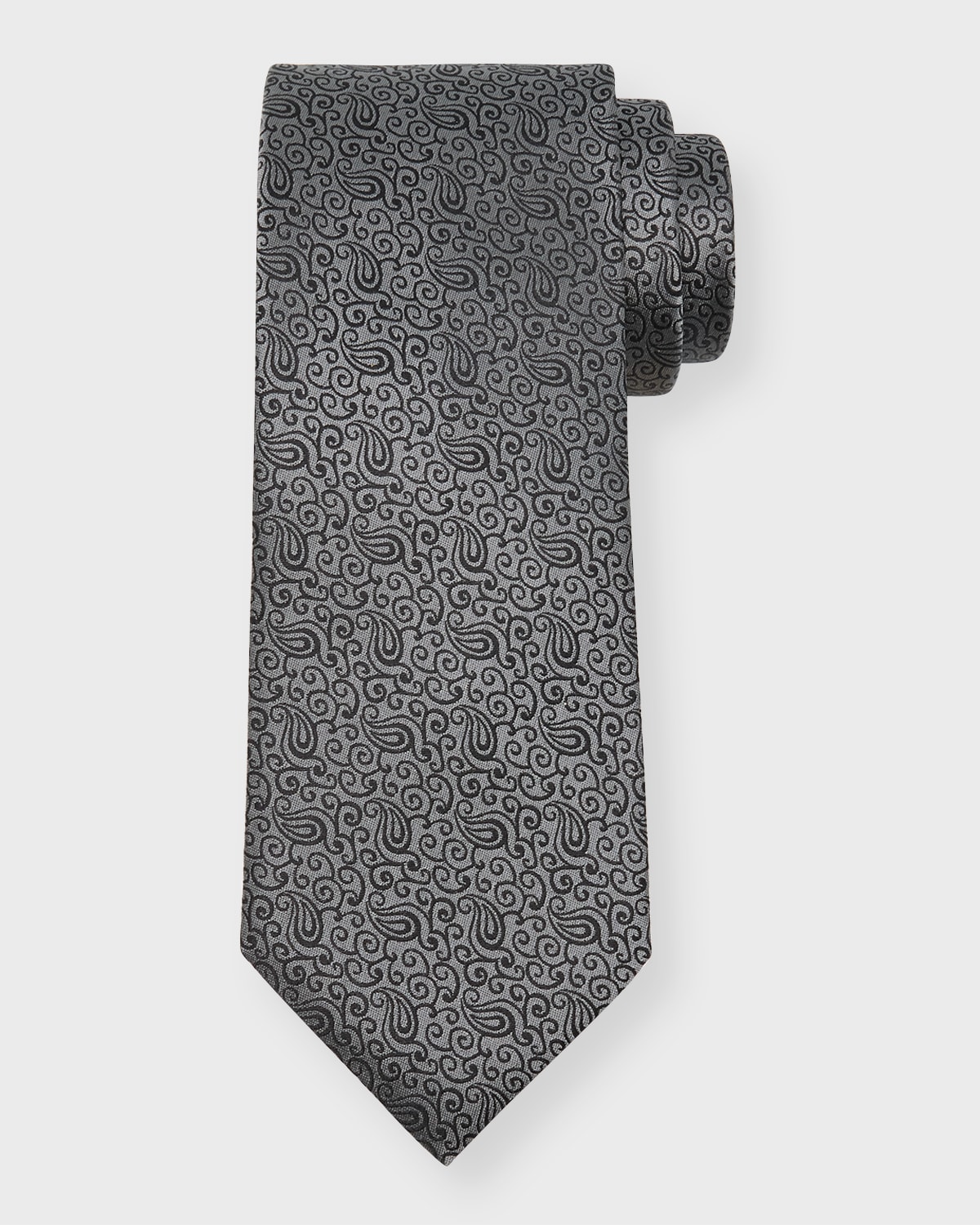 Zegna Men's 100 Fili Silk Paisley Jacquard Tie In Medium Gray