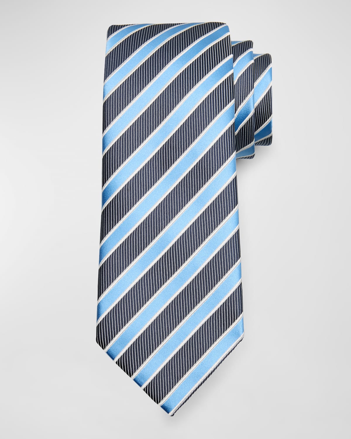 Shop Zegna Men's Framed Stripe Jacquard Tie In Bright Blue Stripe