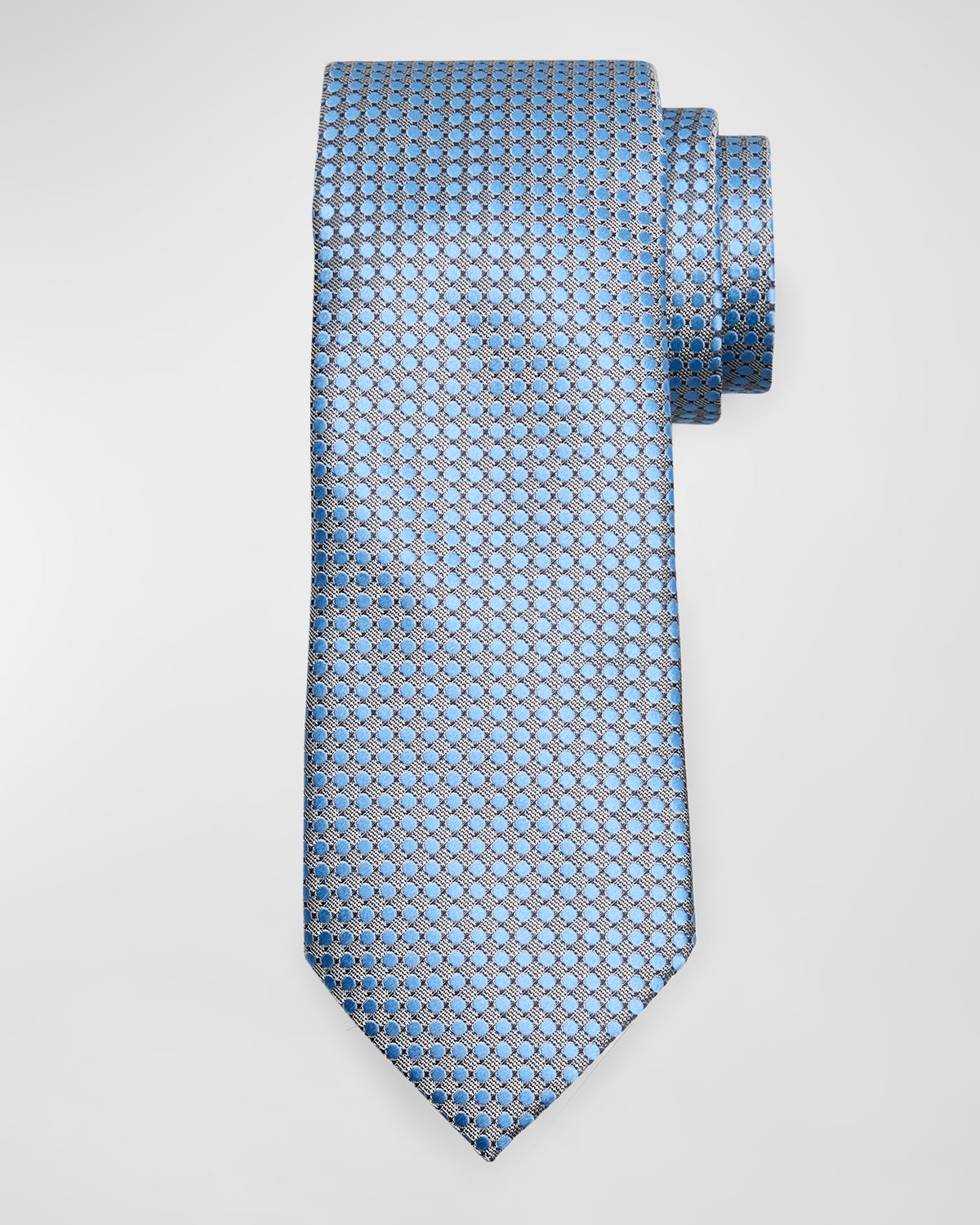 Shop Zegna Men's Mulberry Silk Geometric Dots Tie In Bright Blue