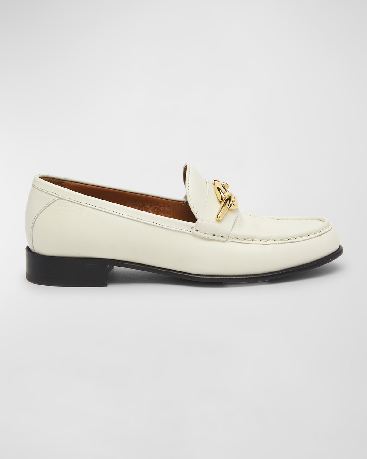 Shop Valentino Gate Vlogo Leather Loafers In Ivory