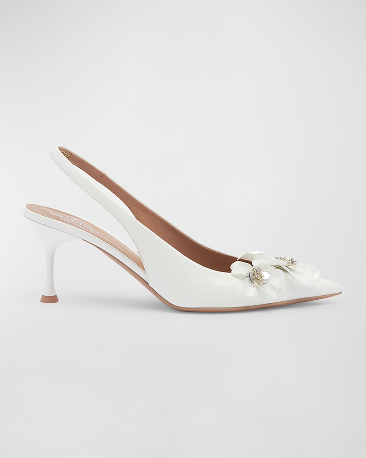 Shop Valentino Archive Floral Patent Slingback Pumps In Bianco