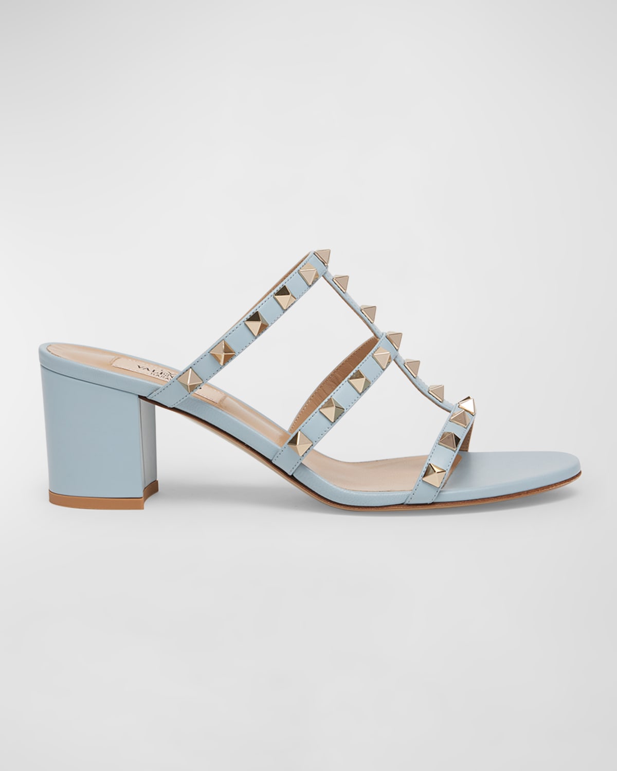 Rockstud Caged Block-Heel Slide Sandals