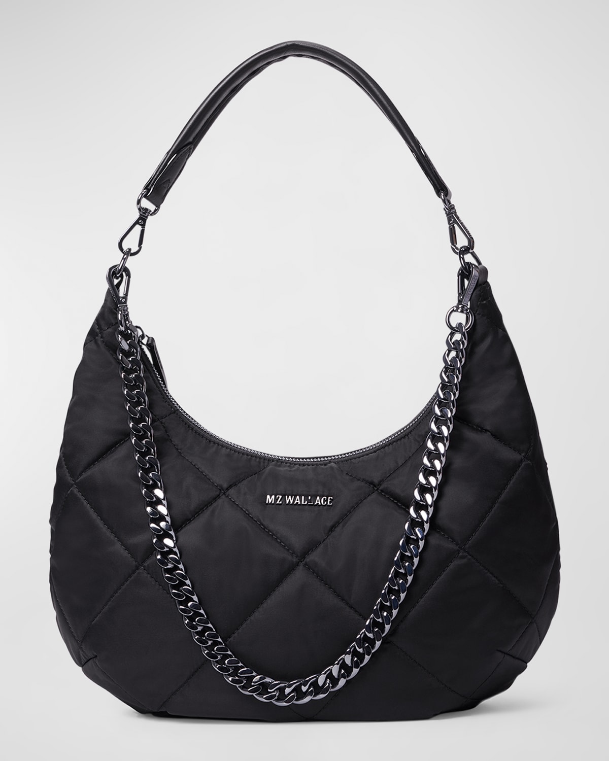 Mz Wallace Bowery Quilted Nylon Shoulder Bag In Black