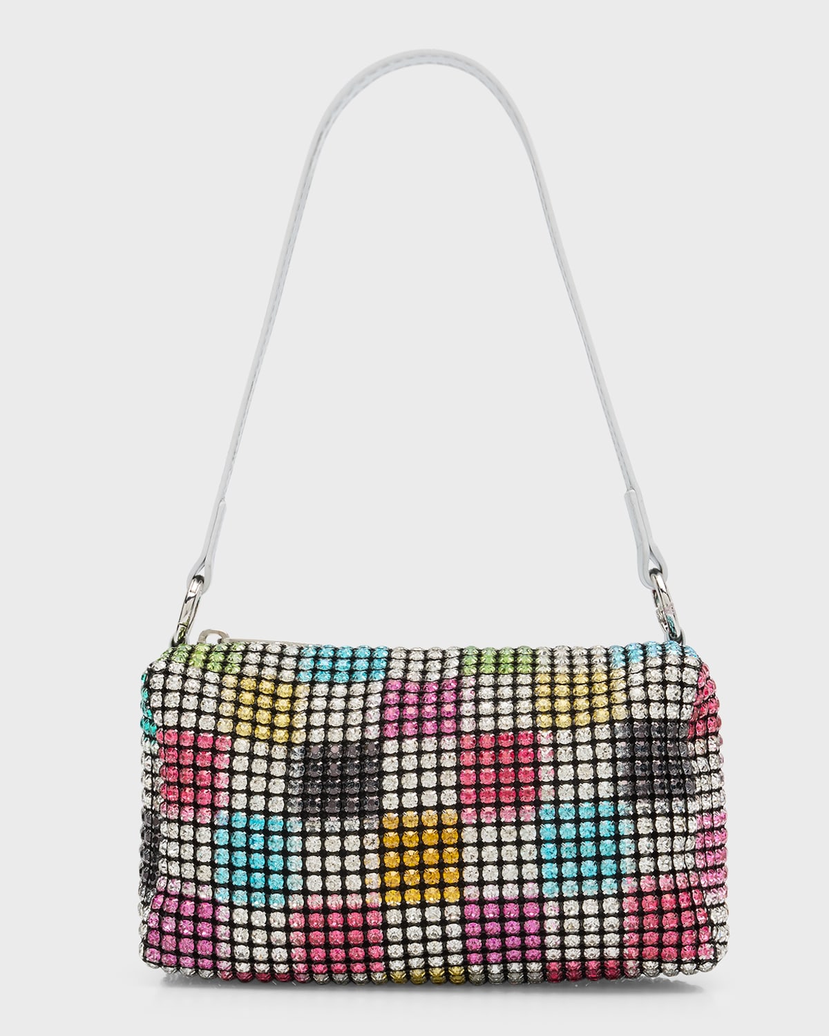 Bari Lynn Girl's Rainbow Checkered Jeweled Bag In Animal Print