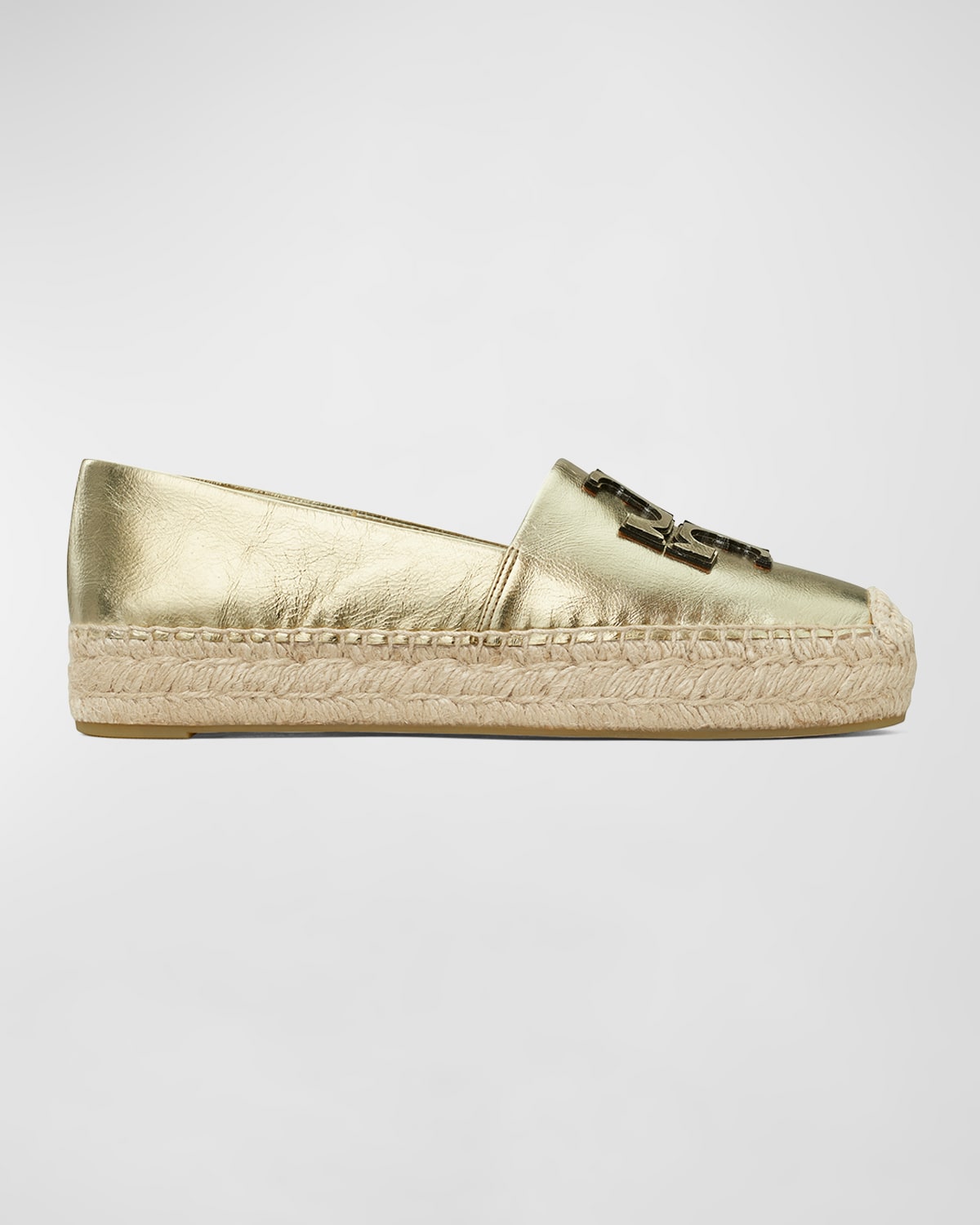 Shop Tory Burch Ines Metallic Logo Espadrilles In Spark Gold