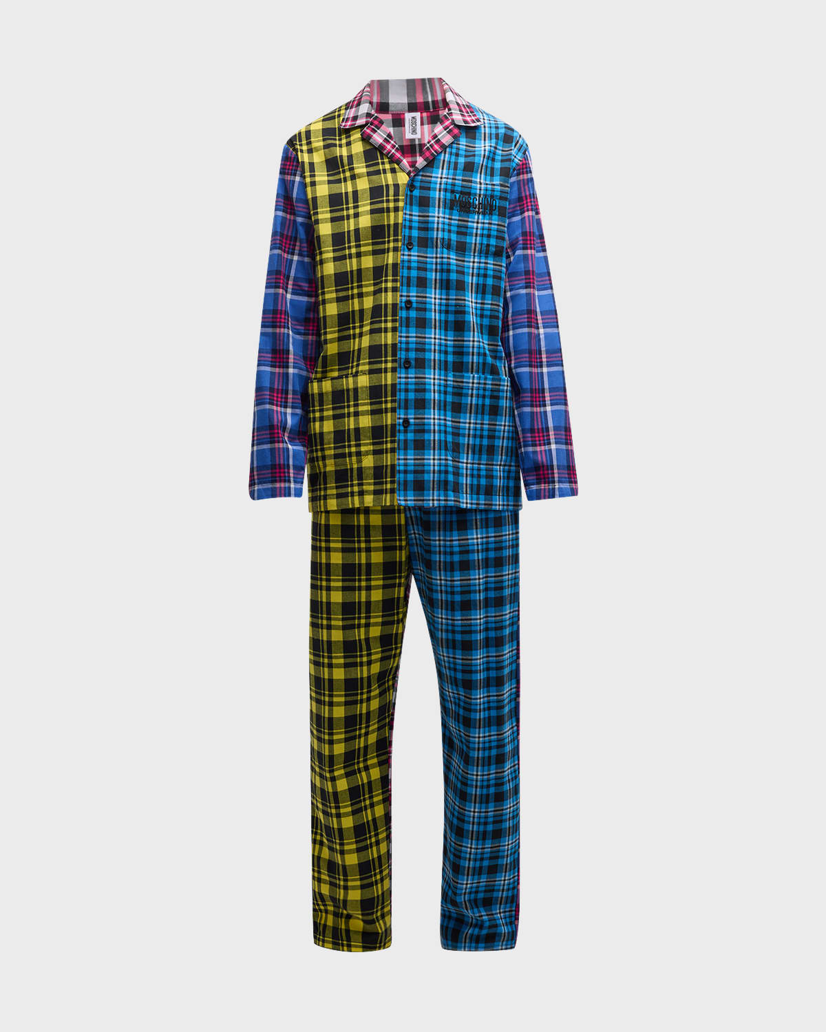 Men's Mixed-Plaid Pajama Set