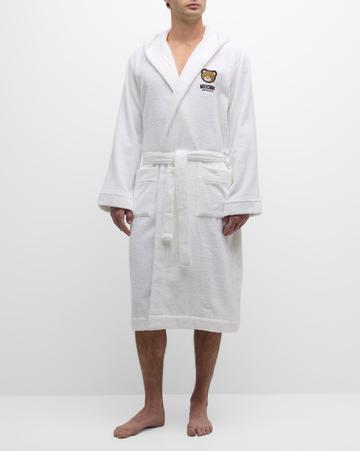 Moschino Men's Underbear Toweling Robe In White