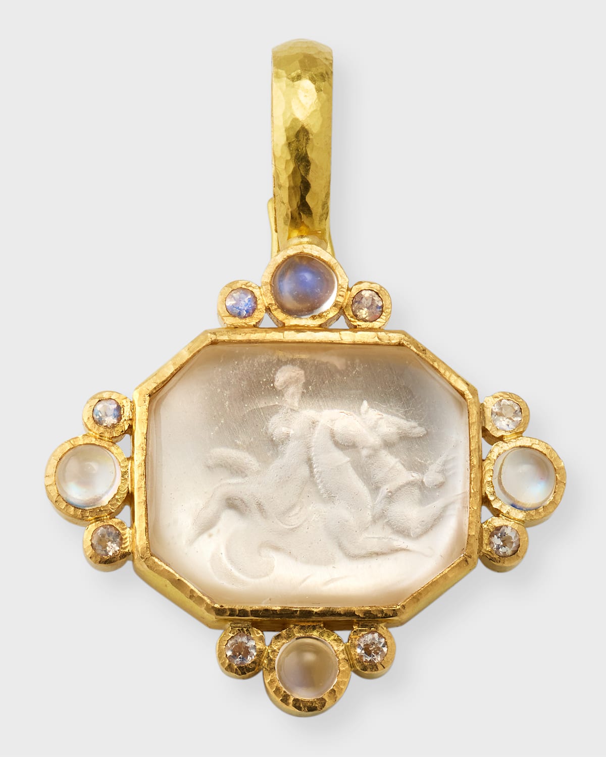 Elizabeth Locke 19k Hypocanthus And Goddess Pendant With Moonstone In Gold