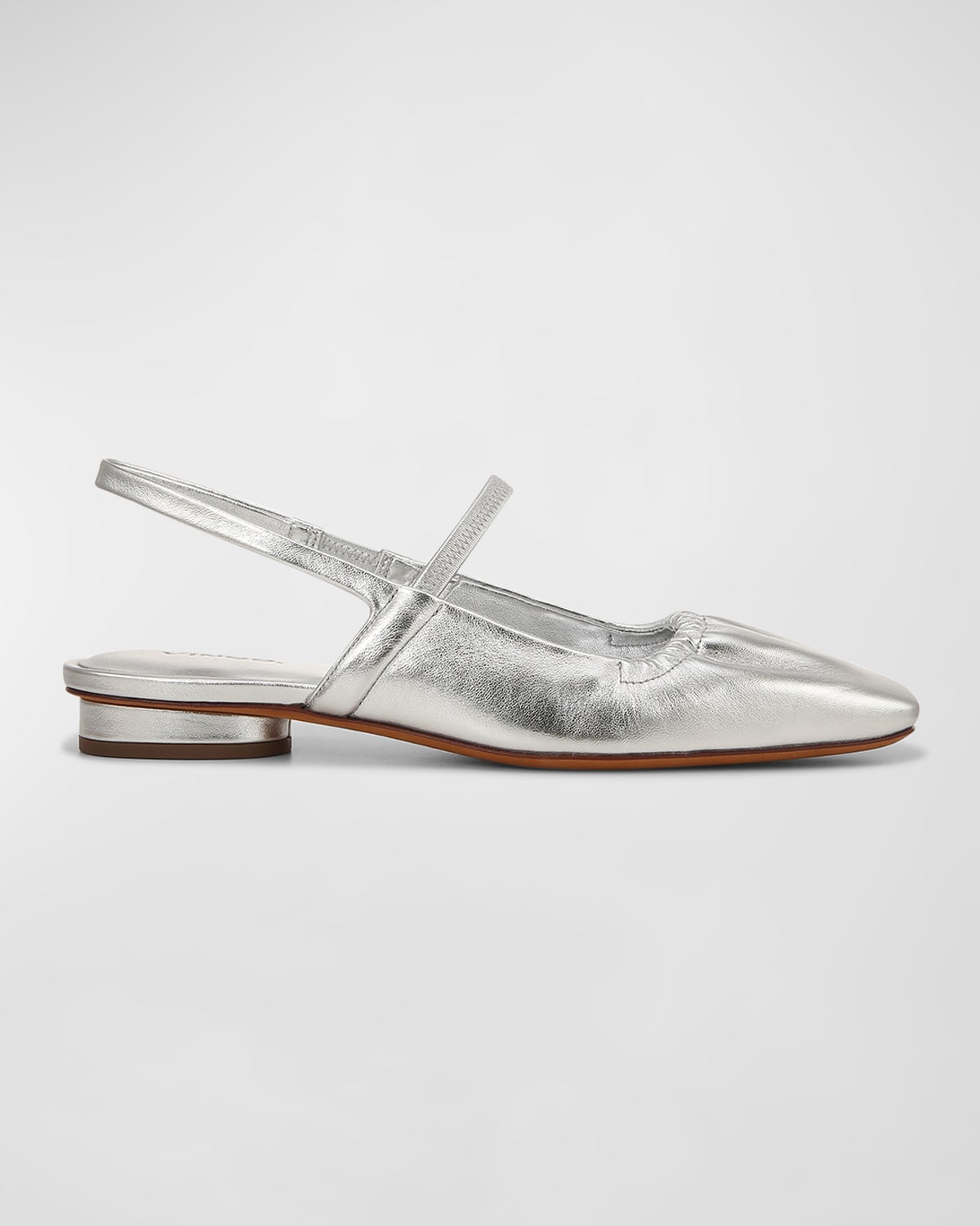 Vince Venice Metallic Slingback Ballerina Flats In Warmsilver