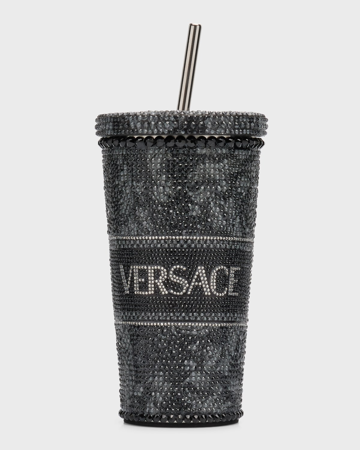 Versace Home Collection Project Barocco Embellished Travel Mug, 16.9 Oz. In Black-grey